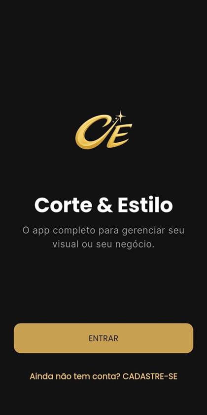 Tela de acesso do app Corte e Estilo